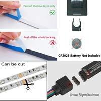 Bande lumineuse LED flexible intelligente RGB SMD DC 5V 5050 2835 1M 2M 3M 4M 5M 10M 15M avec télécommande USB