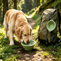 Gamelle pliable en silicone réglable pour chien, distributeur de nourriture lente, bol d'eau portable pour le camping, la randonnée, les chats et les poulets