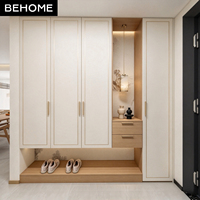 Nouvelle armoire d'entrée sur mesure de style chinois avec rangement intégré pour chaussures, niche d'exposition ouverte à LED pour villa, hôtel, appartement, meuble d'entrée