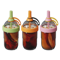Gobelet à paille Tritan 540 ml sans BPA, résistant à l'eau bouillante, transparent, avec couvercle pour boire directement, pour café et jus