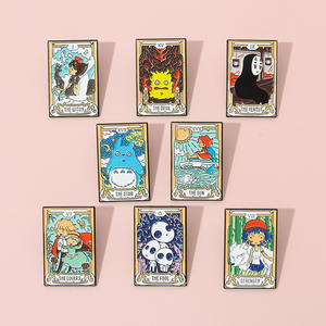 Hayao Miyazaki <span class=keywords><strong>Tarot</strong></span> Emaille Pin Creatieve Broche Cartoon Anime Pin Waarzeggerij Kaart Pin Emaille Rugzakzak - Product Image 3