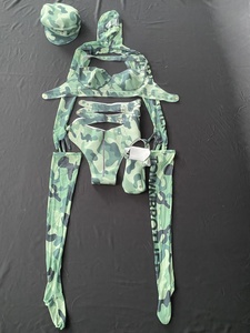 ชุดคอสเพลย์ลายพรางเซ็กซี่ ชุดแสดงบนเวทีสำหรับไนต์คลับ ชุดนักเต้นระบำเปลื้องผ้า ชุดเต้นรำแบบเอ็กโซติกสำหรับผู้หญิง - Product Image 5