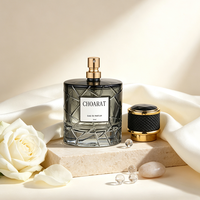 Flacon de parfum vide haut de gamme en verre facetté de 100 ml et 50 ml avec col doré, prix d'usine, vente en gros personnalisée