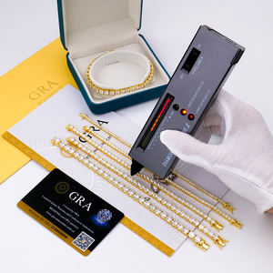 Bracelet Tennis Hip Hop en Argent Sterling 925 Plaqué Or Jaune, Sertissage Griffe, Diamant GRA et Moissanite Taille Brillant, 2-6mm - Product Image 3