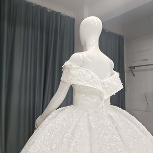 Lsany231 Vestido de Novia Moderno de Princesa sin Mangas, Talla Grande, con Encaje, Escote Corazón, Estilo Vestido de Gala, Cola Capilla - Product Image 3