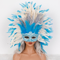 Masque en plumes élégant fait à la main pour bal masqué, accessoires de costume de fête unisexe pour adultes