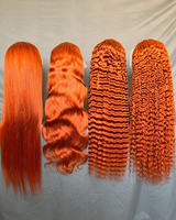 Perruque en cheveux humains de 30 pouces, couleur gingembre, avec dentelle frontale 13x6, ondulations profondes, densité 200, dentelle HD, bouclée orange, brésilienne, pré-épilée pour femmes
