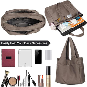 Sac fourre-tout en toile de coton grande capacité, sacs à bandoulière décontractés pour le travail, la salle de sport, la <span class=keywords><strong>plage</strong></span>, les voyages, les courses, <span class=keywords><strong>l</strong></span>'université - Product Image 3