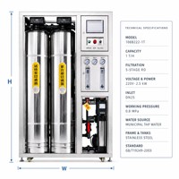 Machine de purification d'eau RO commerciale 1 T/H en acier inoxydable, équipement de traitement d'eau par osmose inverse industrielle OEM ODM