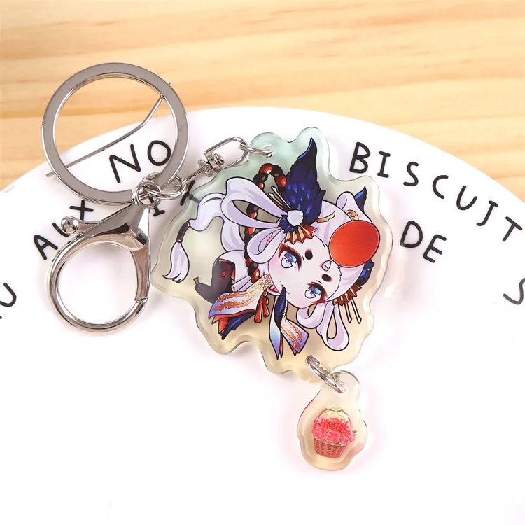 Acryl Charms Custom Blanks Schlüssel anhänger Doppelseitiger Anime Kunststoff Schlüssel ring Custom Clear Acryl Schlüssel bund