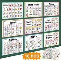 Maternelle Préscolaire Mur Master Charts Apprentissage Voyelles Affiches Digraphes Mélanges 10 Alphabet Phonics Affiches pour les enfants