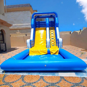 Toboggan aquatique gonflable d'extérieur, qualité commerciale, pour adultes, avec piscine - Product Image 1