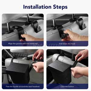 Cubo de Basura para Auto de Cuero PU, Impermeable, Multifuncional, Organizador de Basura para Asiento Trasero con 4 Ganchos, Accesorios para Auto - Product Image 6