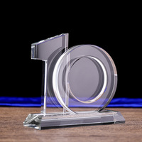 Trophée commémoratif écologique personnalisé avec affichage numérique en cristal, gravé sur mesure, forme de logo personnalisée pour anniversaire d'entreprise (5, 10, 15 ans)