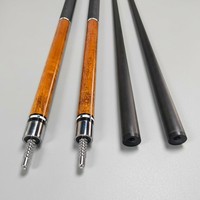 Tongkat Biliar Karbon Fiber 58 Inci Grosir, Ujung 12.5mm, Sambungan 1/2, Sambungan 3*8/8, Dilapisi Kulit Asli Tahan Aus