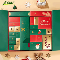 Boîte d'emballage vide pour calendrier de l'Avent de 24 jours, matériaux recyclés, fermeture magnétique, boîte cadeau surprise de Noël pour enfants et adultes