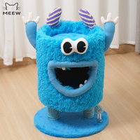 Condo pour chat en forme de monstre rose, maison douce en peluche avec poteaux à gratter en sisal, jolie grotte pour animaux de compagnie pour chats d'intérieur, vente en gros OEM