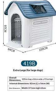 บ้านสุนัขแบบถอดประกอบได้ บ้านสุนัขพลาสติกกันฝนสำหรับกลางแจ้ง บ้านสุนัขขนาดกลางและขนาดใหญ่แบบอุ่น - Product Image 3