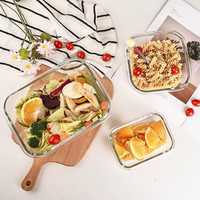 Boîtes de conservation alimentaire en verre OWNSWING, compatibles micro-ondes, avec couvercles à fermeture hermétique, boîte à bento compartimentée, récipients réutilisables pour la préparation des repas