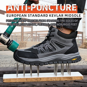 <b>Men</b> Round Toe Sporty Soft Lightweight <b>Safety</b> <b>Shoes</b> Anti Slip Oil Resistant Puncture Proof Work Boots for Industrial Construction - Product Image 3