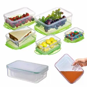 Plastik yemek kabı buzdolabı organizatör dikdörtgen gıda plastik saklama kapları kutu seti 5 içerir yiyecek kutusu