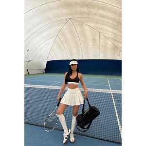 Summer Casual <b>White</b> A-Line Mini <b>Skirt</b> Embroidered Print Straight Cut XS Size Made Spandex Silk Fabric <b>Pleated</b> Natural Waistline - Product Image 2