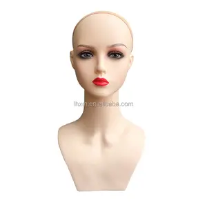 2023 PVC Female Mannequin Head Asian Mannequin Head Realistic Mannequin Heads With Shoulders For Display