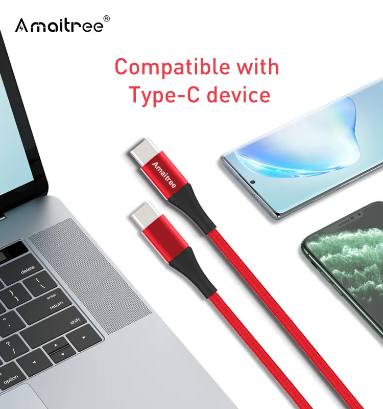 Amaitree hotsell 6ft sạc nhanh 2.0 Cáp dữ liệu 60W loại C để Loại C USB C sạc cáp cho máy tính bảng di động điện thoại di động