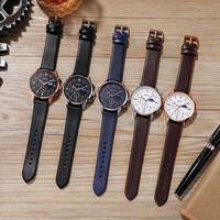 Montre-bracelet en cuir véritable pour homme, multi-mouvement, personnalisé, bracelet en cuir véritable, résistant à l'eau 3 ATM, de luxe, Phase lune, Chrono