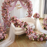 Glamoureuze Stofrose Kunstmatige Rozen Orchidee 200x40cm Tafel Altaar Decoratie Bruiloft Decoratie Benodigdheden Kunstbloemen Rij