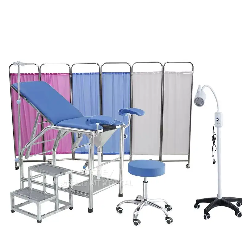 MT MEDICAL Écran de séparation d'hôpital pliable coloré pour lit d'hôpital avec cadre en aluminium Diviseur à 6 écrans avec panneaux