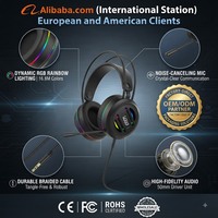 Casque de jeu supra-auriculaire OEM ODM filaire RGB avec microphone haute définition et coussinets d'oreille en mousse PU
