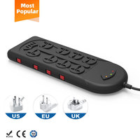 Multiprise universelle 10 prises avec 4 ports USB, protection contre les surtensions, boîtier en PC ignifuge, 110-250V, câble de 1,5m, nouvelle tendance OEM&ODM
