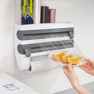 Organisateur de cuisine de style minimaliste, support mural pour essuie-tout avec rangement pour film alimentaire, support pour couteaux, accessoires de cuisine - Product Image 4