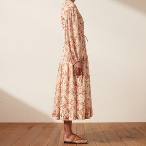 <span class=keywords><strong>Robe</strong></span> d'été en lin à fleurs <span class=keywords><strong>Robe</strong></span> à manches longues à imprimé floral pour femmes Plus Size 100% <span class=keywords><strong>Robe</strong></span> en lin - Product Image 3