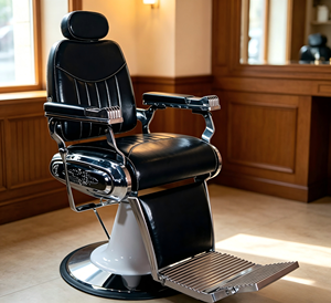 Fauteuil de <span class=keywords><strong>Barbier</strong></span> Édition <span class=keywords><strong>Prestige</strong></span> avec Surpiqûres Contrastées, Colonne Blanche, Hydraulique et Inclinable pour Salon - Product Image 5