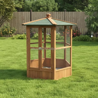 SDB004 Cage extérieure de luxe moderne pour grands oiseaux, volière en bois avec motif imprimé, structure robuste pour toutes les saisons