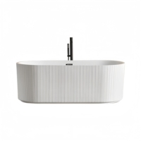 Baignoire autoportante en acrylique de haute qualité avec drain, style cannelé large, moderne, pour bain profond en intérieur, idéale pour appartement