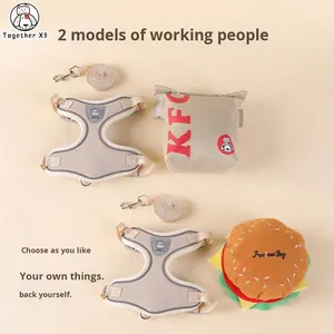 Correa para Perros con Diseño de Hamburguesa KFC, Conjunto de Correa de Tela con Dibujos Animados, Suave y Transpirable, Decoración Personalizada para Perros Pequeños - Product Image 4