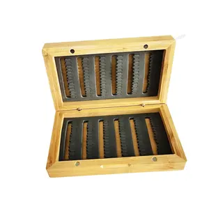 High quality low price wooden fishing tackle box, customized fly fishing box wood