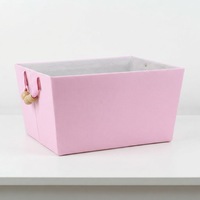 Panier de rangement en tissu polyester écologique de luxe non pliable 38x30x20cm avec poignées en perles de bois, multifonction, rose, organiseur de jouets