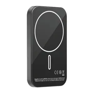 Untuk iPhone Metal pengisi daya nirkabel magnetik, Power Bank ponsel 5000mAh kompatibel