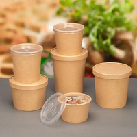 100% Respectueux de l'environnement biodégradable artisanat simple paroi soupe tasse bol jetable de qualité alimentaire étanche conteneur pour nouilles soupe autres