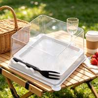 Boîte carrée en PET de qualité alimentaire jetable pour gâteau avec gaufrage, boîte à pâtisserie de 50g, emballage plastique pour produits de boulangerie