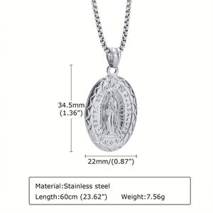 Hot Sale Products Stainless Steel <b>Men</b> <b>Necklace</b> Virgin Mary Oval Pendant <b>Necklace</b> - Product Image 4
