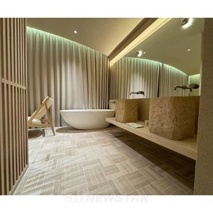 Évier de cuisine en pierre naturelle <span class=keywords><strong>Aquarius</strong></span>, design à cuve unique, couleur crème, évier rectangulaire en pierre, vente en gros - Product Image 5