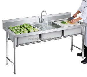 Nuovissimo di Fabbrica, Prezzi Convenienti, per Scuole Commerciali, Ristoranti, Bar, Tre Lavelli, Lavandini - Product Image 1