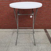 Table de bar haute pliable en plastique HDPE, ronde, petite, blanche, portable, pour événements extérieurs, bistrots et fêtes