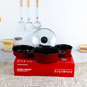 Elegant Cookware Gift Set Three-Piece Nonstick Frying Pan <b>Wok</b> With Glass Lid And Soup Pot For New Home - Product Image 4