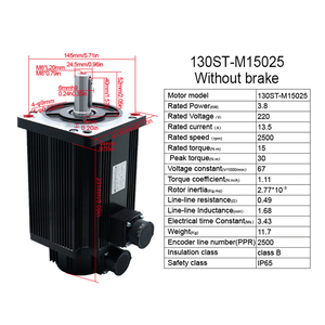 บราซิล ซิงเกิลเฟส 130ST-M15025 3.8KW 15Nm ชุดมอเตอร์เซอร์โว AC 220V 2500RPM T3DF ไดรฟ์ 2500PPR ชุดสายเคเบิลสำหรับเครื่อง CNC - Product Image 2